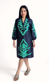 Appliqué work cotton dress